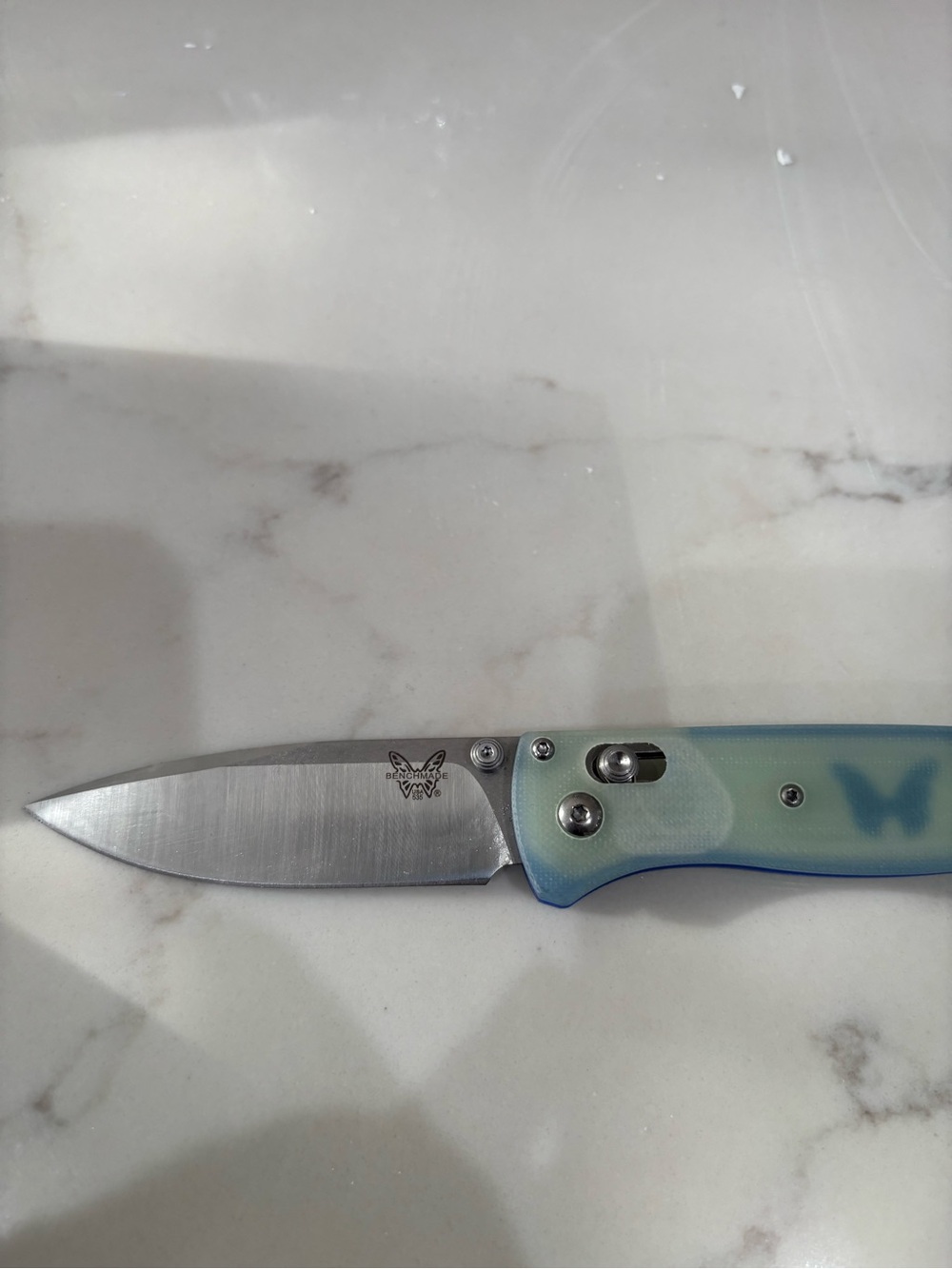 Benchmade Folding Pocket Knife with Blue - Butterfly Handle - Picture 2 of 5